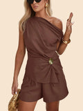 One-Shoulder Top and Shorts Set