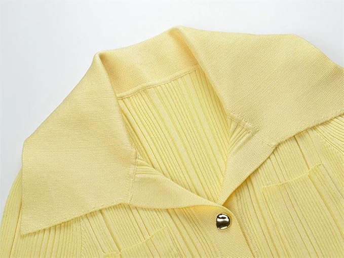 Butter Yellow Maxi-Kleid gerippt