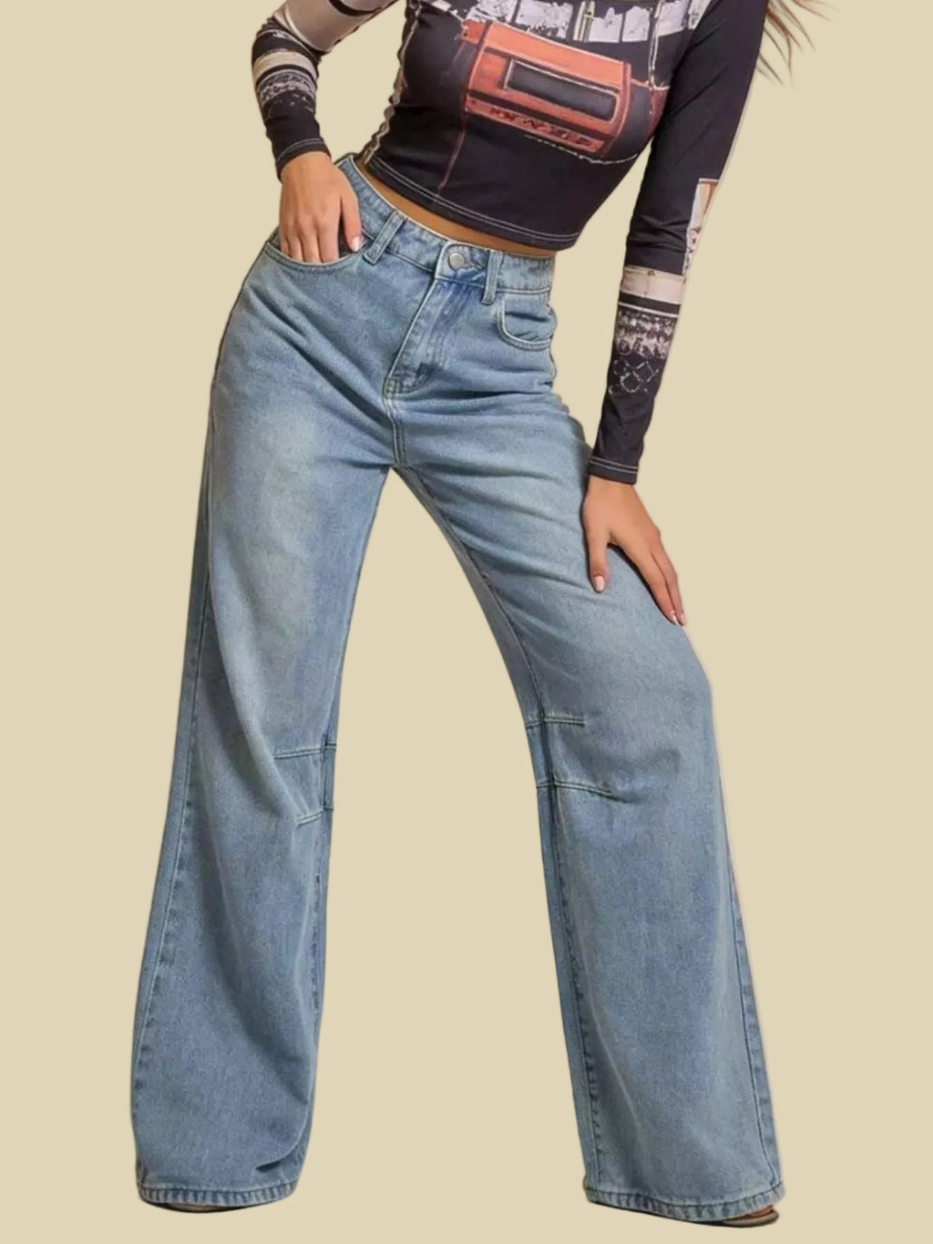 Stylische Wide-Leg Jeans von Velora Lux, perfekt für einen entspannten Alltags-Look oder trendige Streetwear-Outfits.“
