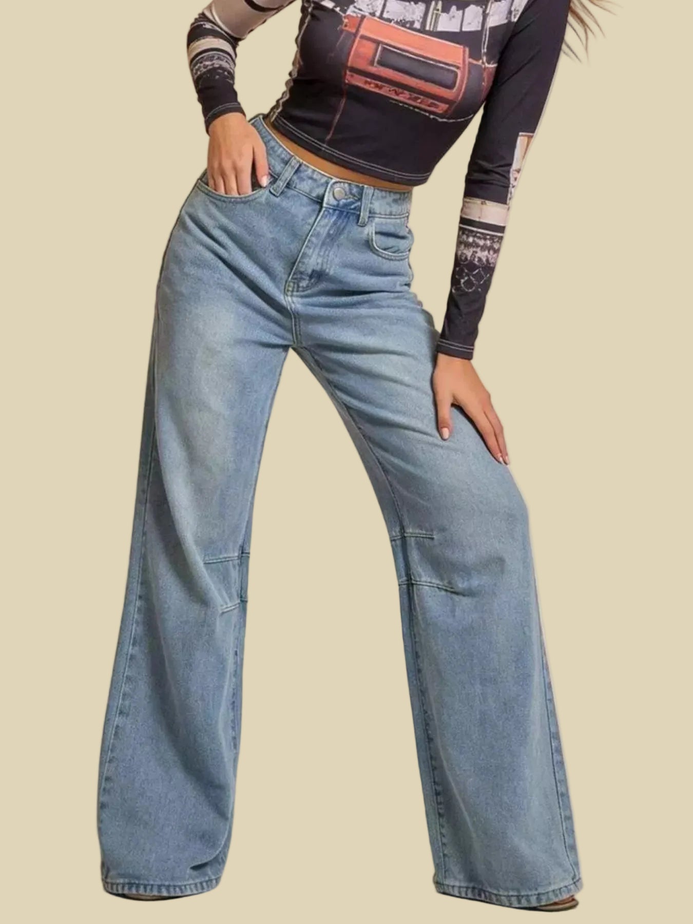 Stylische Wide-Leg Jeans von Velora Lux, perfekt für einen entspannten Alltags-Look oder trendige Streetwear-Outfits.“