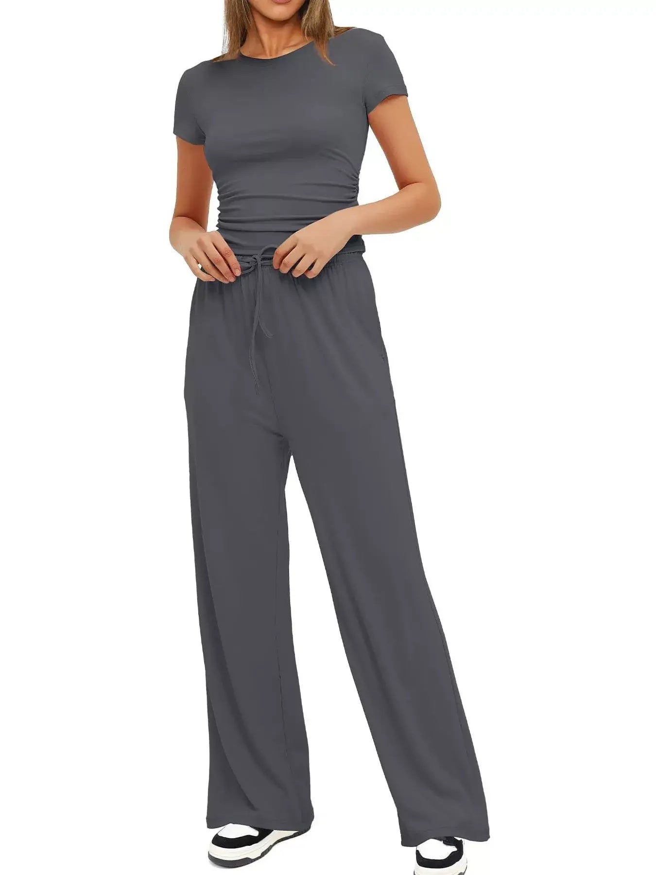Short Sleeve Top and Drawstring Pants Set