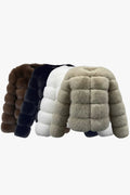 Faux fur Jacke Kollektion schwarz, beige, braun ,weis luxuriöser Damenmantel kurz für den Winter  bei veloralux kaufen 
