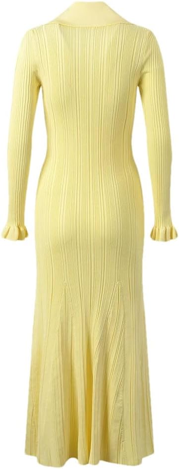 Butter Yellow Maxi-Kleid gerippt