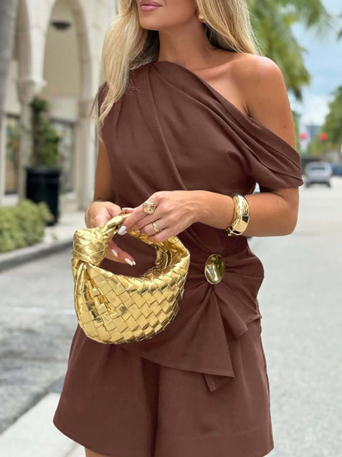 One-Shoulder Top and Shorts Set