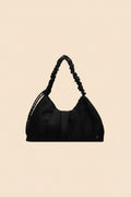 Schwarze Schultertasche mit weicher Form und gerafftem Tragegriff