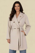 Eleganter Damen Kurzmantel in Beige – Taillierter Übergangsmantel mit Bindegürtel