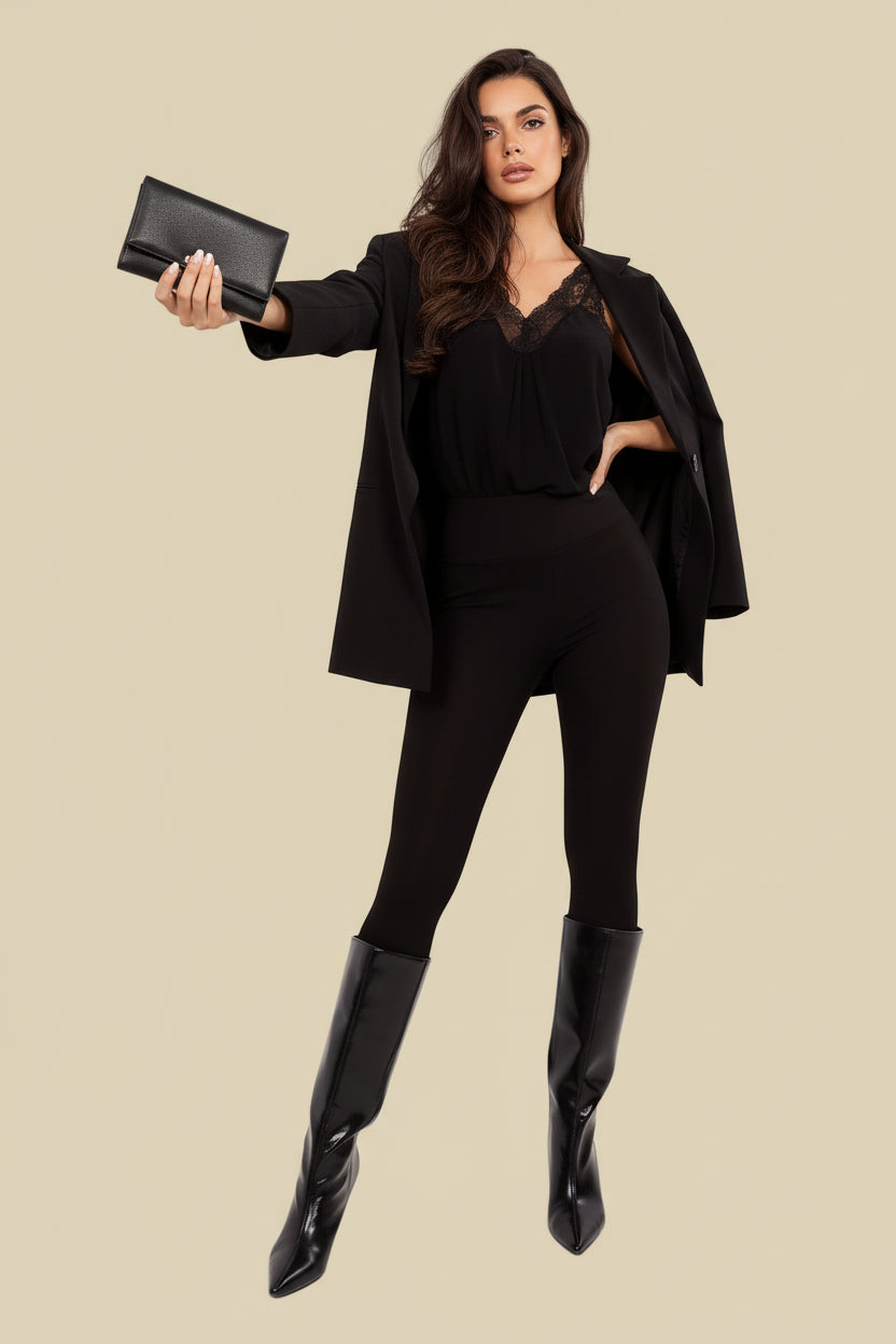 Velora Essence Leggings in Schwarz – Blickdichte, lange Damen Leggings für Sport und Freizeit.