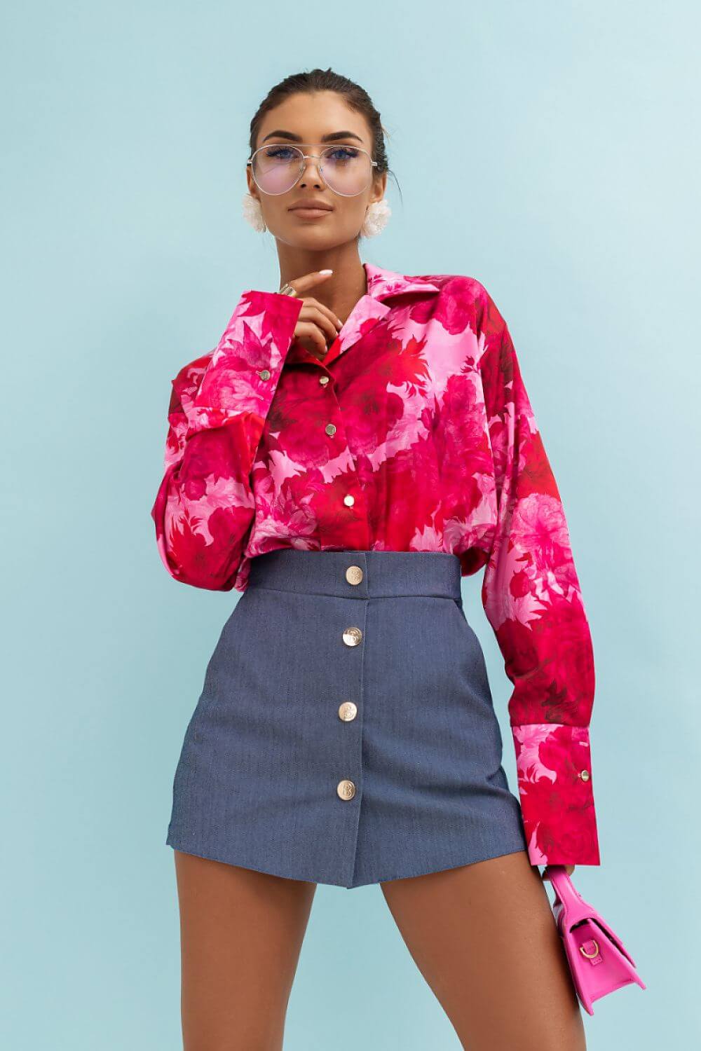 Damen Satinbluse in Pink – Glänzendes Langarmhemd für ein elegantes Party-Outfit