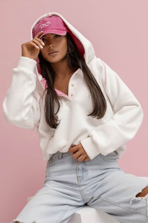 Kuscheliger Kapuzenpulli für Frauen – Weicher Oversized Hoodie für gemütliche Tage mit rosa details 