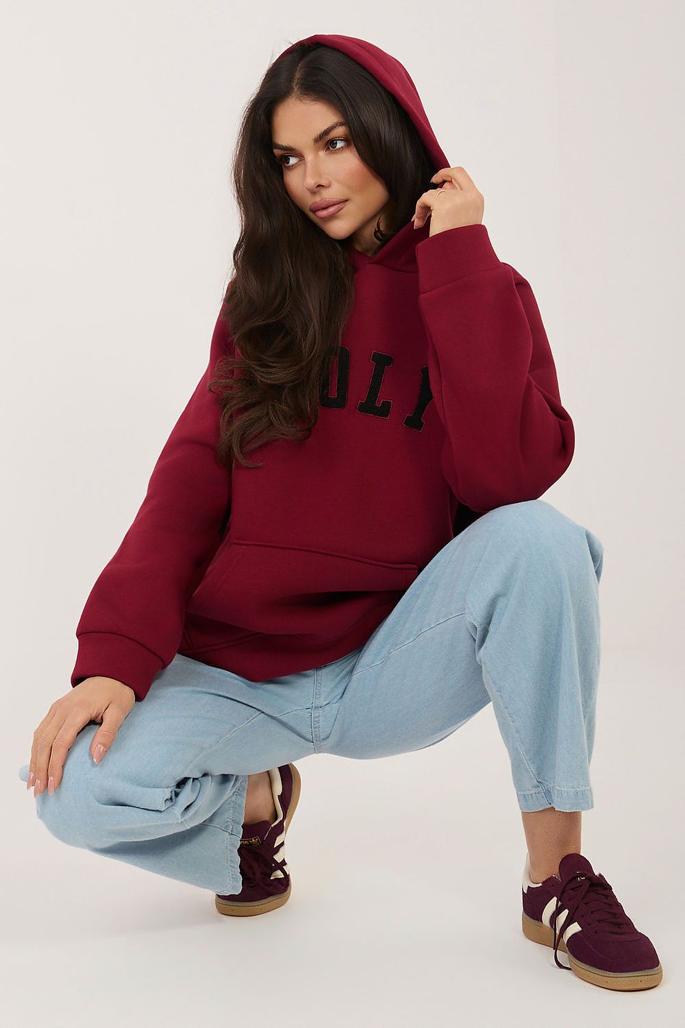 Dunkelroter Oversize Damen Pullover Rue Paris Modell 226314 – Velora Lux 