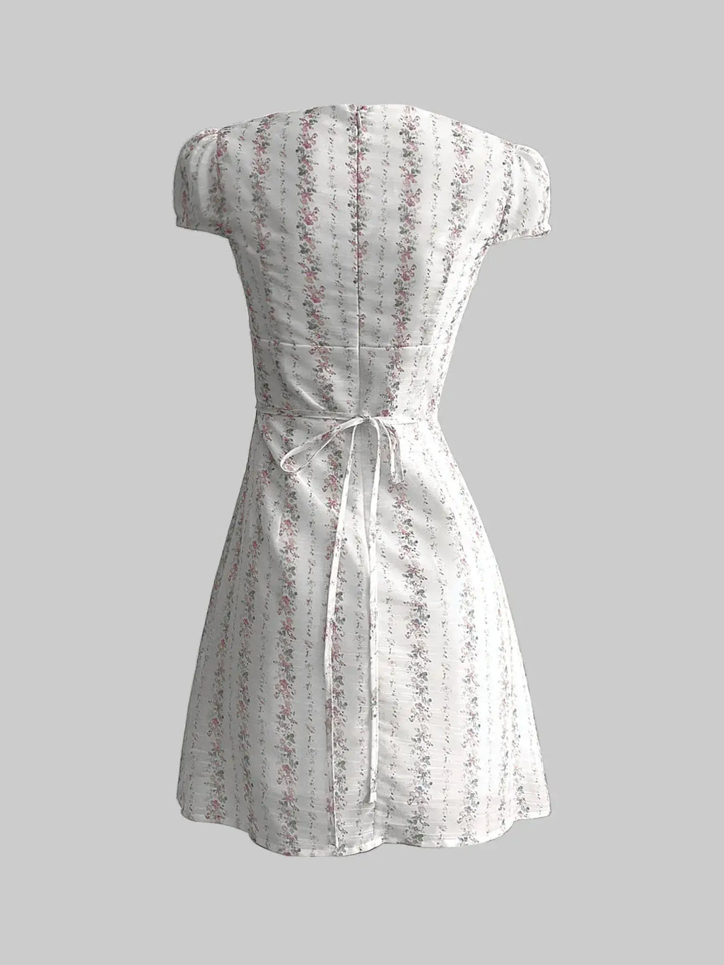 Floral Tie-Front Deep V-Neck Mini Dress