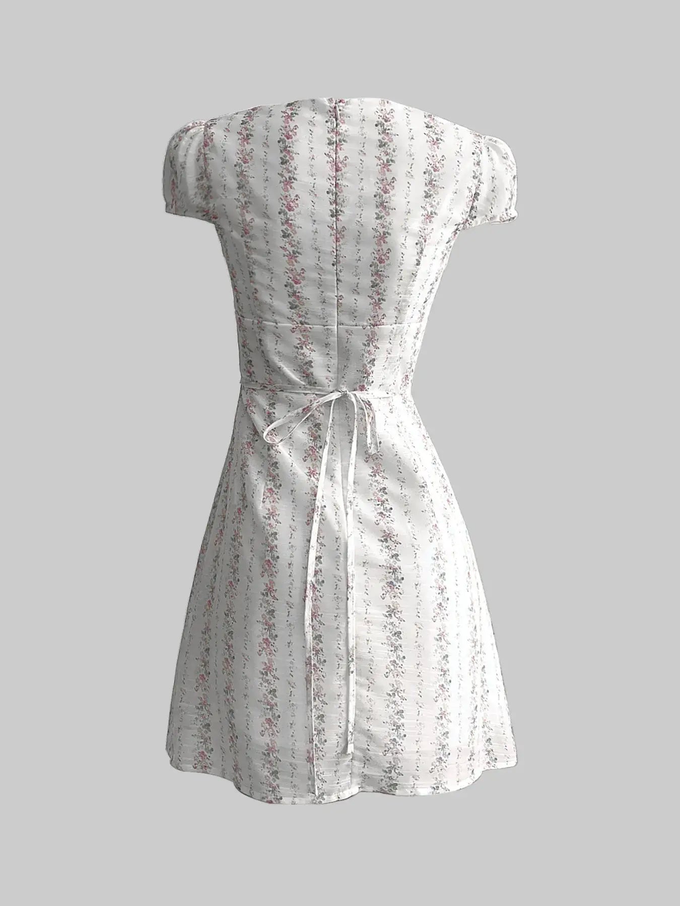 Floral Tie-Front Deep V-Neck Mini Dress