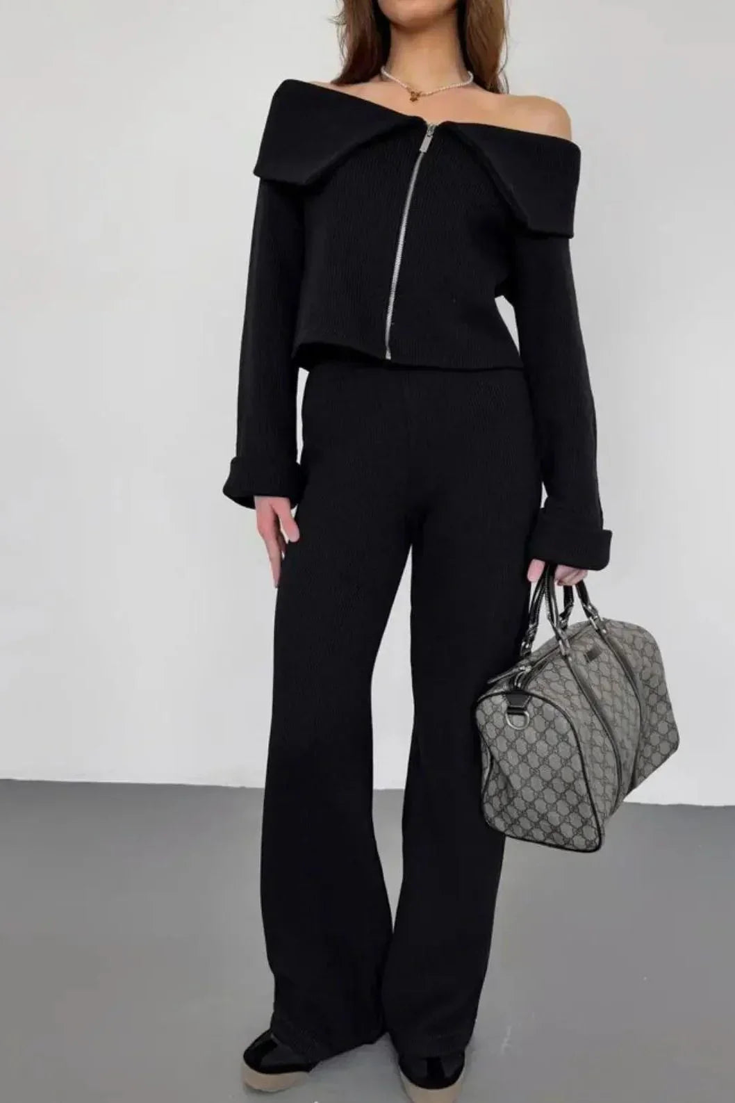 Off-Shoulder Knit Set