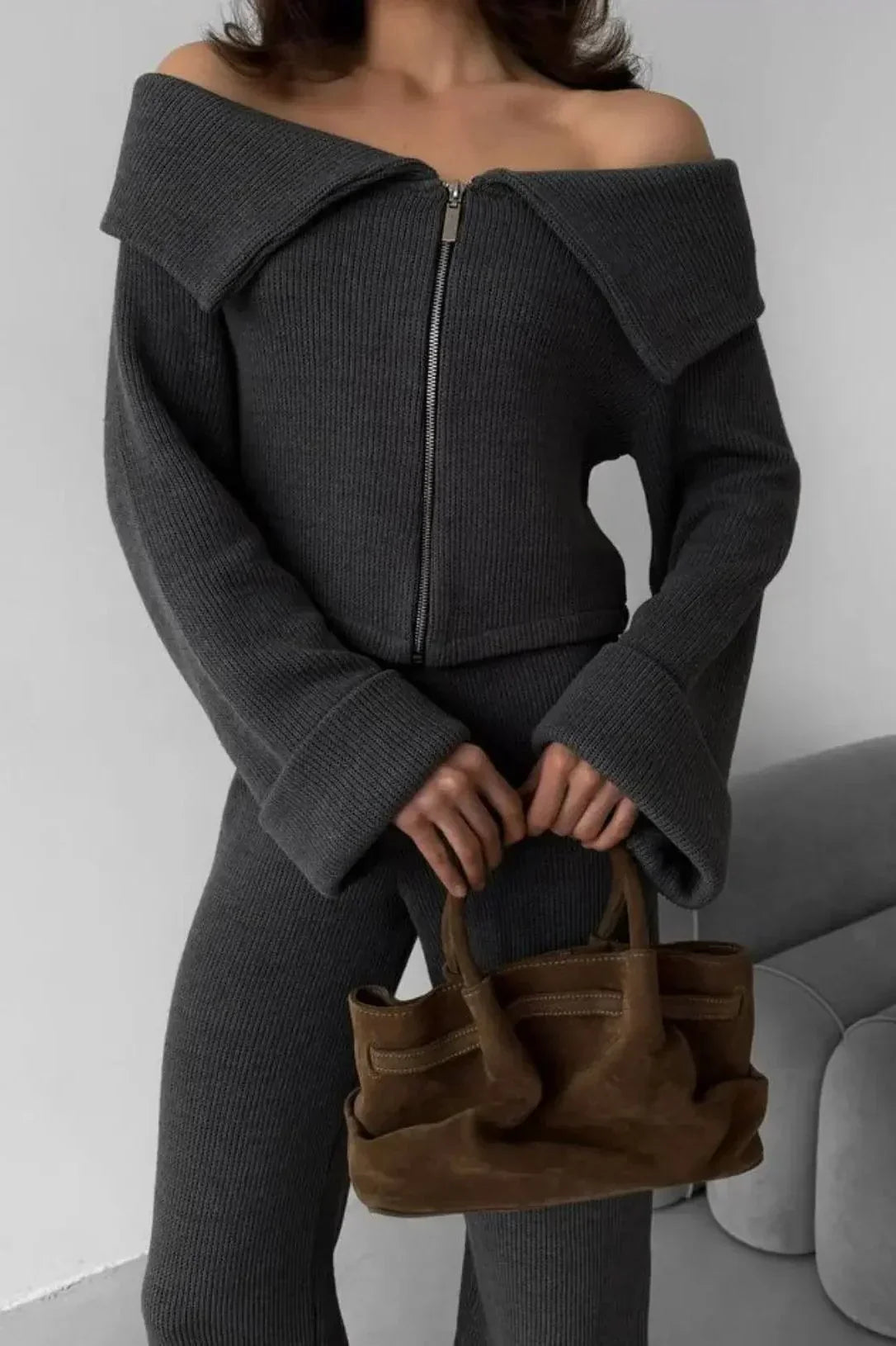 Off-Shoulder Knit Set