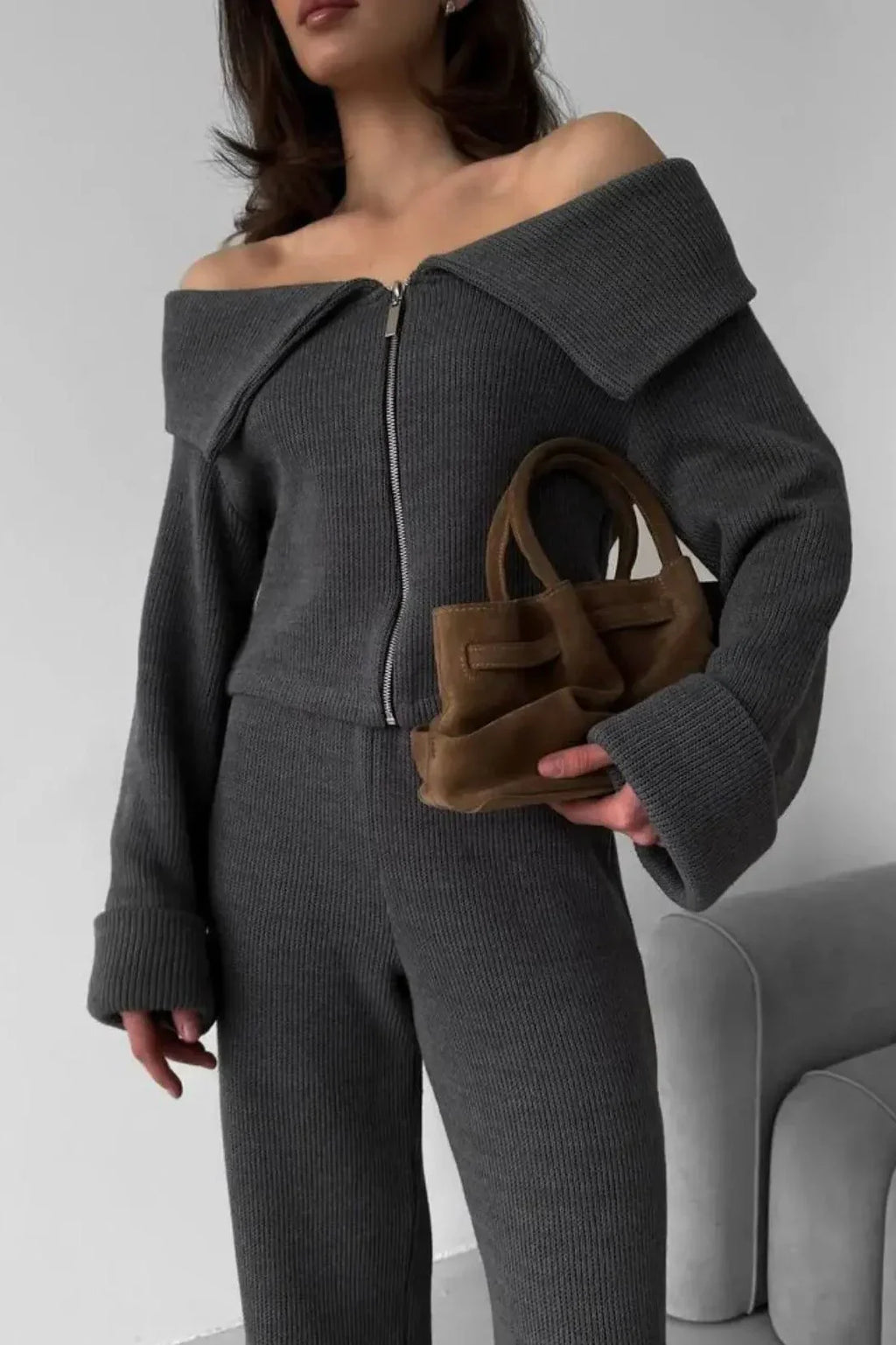 Off-Shoulder Knit Set